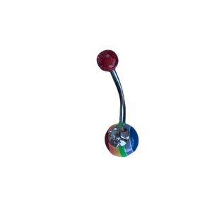 Rainbow with small diamond belly button ring